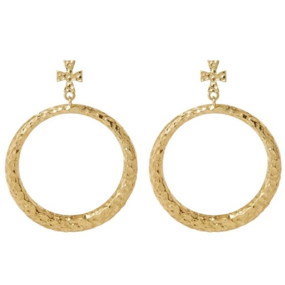 LUV AJ Gold Plated Statement Hoop Earrings - Picture 6 of 8